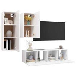 Berkfield Home 4 Piece TV Cabinet Set White Engineered Wood - thumbnail 3
