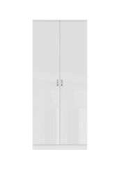 FWStyle High Gloss 2 Door Scratch Resistant Double Wardrobe in White - thumbnail 3