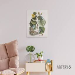 "Artery8 Ketmia Hibiscus Flower & Butterfly Catesby Canvas Wall Art - Size: W18"" x H24""" - thumbnail 3