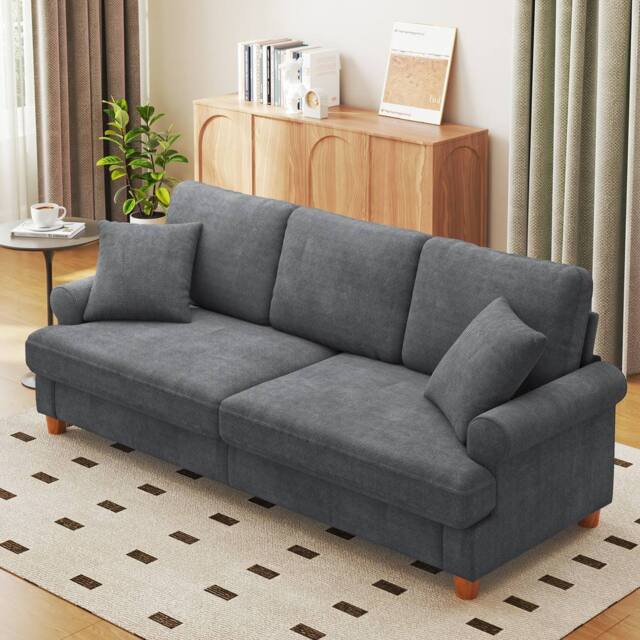 Dprodo 220CM Chenille Sofa Sleeper Deep Seat Couch in Grey - image 1