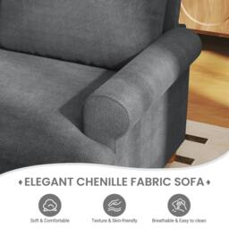 Dprodo 220CM Chenille Sofa Sleeper Deep Seat Couch in Grey - thumbnail 4