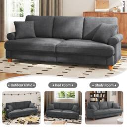 Dprodo 220CM Chenille Sofa Sleeper Deep Seat Couch in Grey - thumbnail 2