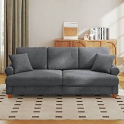 Dprodo 220CM Chenille Sofa Sleeper Deep Seat Couch in Grey - thumbnail 8