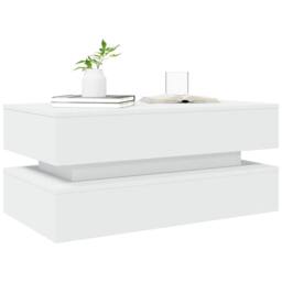 Berkfield Home Coffee Table with LED Lights White 90x50x40 cm - Size: 90 x 50 x 40 cm - thumbnail 6