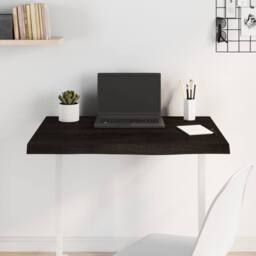 Berkfield Home Table Top Dark Grey 80x60x(2-4) cm Treated Solid Wood Oak - thumbnail 2