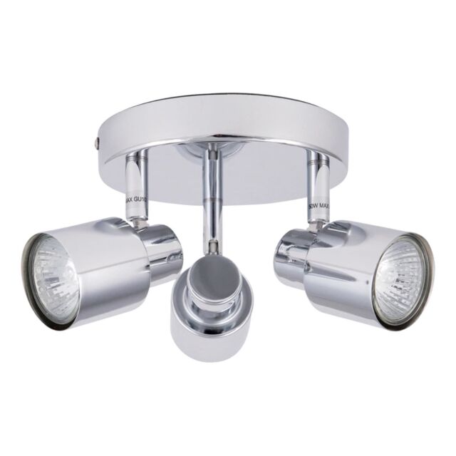 First Choice Lighting Chrome 3 Light IP44 Bathroom Round Spotlight Plate in Silver - image 1