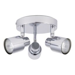 First Choice Lighting Chrome 3 Light IP44 Bathroom Round Spotlight Plate in Silver - thumbnail 1