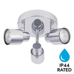 First Choice Lighting Chrome 3 Light IP44 Bathroom Round Spotlight Plate in Silver - thumbnail 2