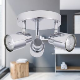 First Choice Lighting Chrome 3 Light IP44 Bathroom Round Spotlight Plate in Silver - thumbnail 6
