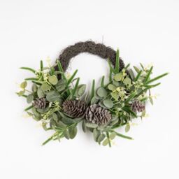 Scottish Everlastings Ltd 40cm Green Foliage Half Wreath - thumbnail 2