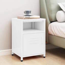 Berkfield Home Nightstand White 35x35x51 cm Steel - Size: 35 x 35 x 51 cm - thumbnail 2
