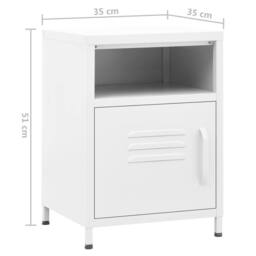 Berkfield Home Nightstand White 35x35x51 cm Steel - Size: 35 x 35 x 51 cm - thumbnail 9