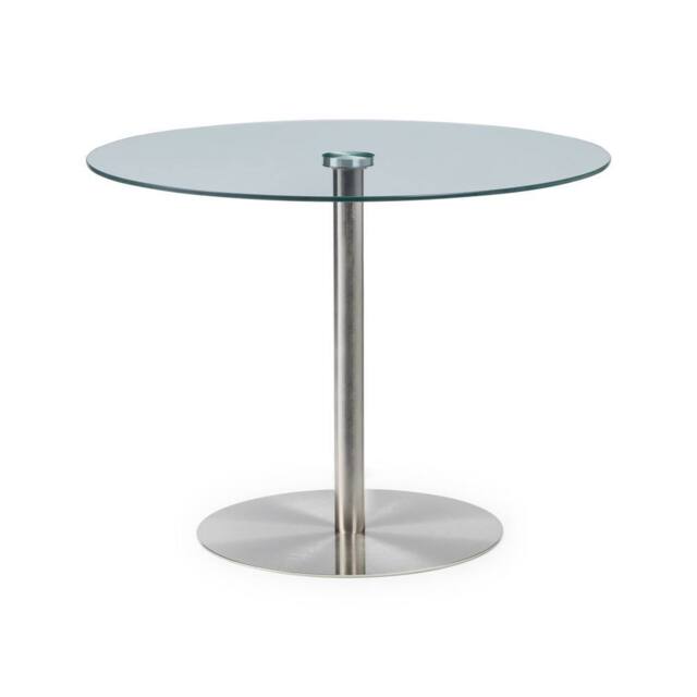 Cheshire Milano 100cm Round Glass Dining Table with Brushed Steel Pedestal - image 1