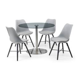 Cheshire Milano 100cm Round Glass Dining Table with Brushed Steel Pedestal - thumbnail 4