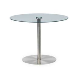 Cheshire Milano 100cm Round Glass Dining Table with Brushed Steel Pedestal - thumbnail 1