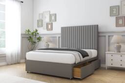 "Sloomy Manhattan Dumfries Divan Bed Base 4 Drawers - 54"" Headboard in Light Grey - Size: Small Double" - thumbnail 4