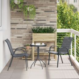 Berkfield Home 3 Piece Garden Bistro Set Anthracite Textilene & Steel in Grey - thumbnail 1