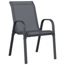 Berkfield Home 3 Piece Garden Bistro Set Anthracite Textilene & Steel in Grey - thumbnail 5
