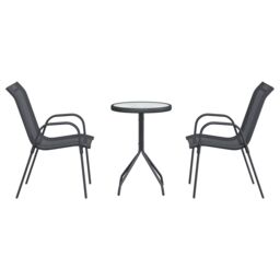 Berkfield Home 3 Piece Garden Bistro Set Anthracite Textilene & Steel in Grey - thumbnail 7