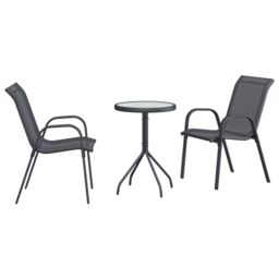 Berkfield Home 3 Piece Garden Bistro Set Anthracite Textilene & Steel in Grey - thumbnail 2