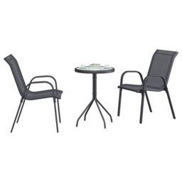 Berkfield Home 3 Piece Garden Bistro Set Anthracite Textilene & Steel in Grey - thumbnail 3