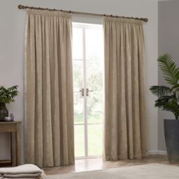 Yard Heavy Chenille Velvet Room Darkening Pencil Pleat Curtain Pair in Natural - Size: 229 cm width x 229 cm drop - thumbnail 5