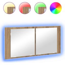 Berkfield Home LED Mirror Cabinet Artisan Oak 100x12x45 cm Engineered Wood in Brown - Size: 100 x 12 x 45 cm - thumbnail 4