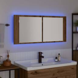 Berkfield Home LED Mirror Cabinet Artisan Oak 100x12x45 cm Engineered Wood in Brown - Size: 100 x 12 x 45 cm - thumbnail 5