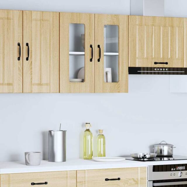 Berkfield Home Kitchen Wall Cabinet with Glass Door Kalmar Sonoma Oak Engineered Wood in Light Brown - image 1