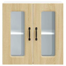 Berkfield Home Kitchen Wall Cabinet with Glass Door Kalmar Sonoma Oak Engineered Wood in Light Brown - thumbnail 7