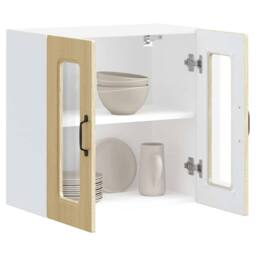 Berkfield Home Kitchen Wall Cabinet with Glass Door Kalmar Sonoma Oak Engineered Wood in Light Brown - thumbnail 5