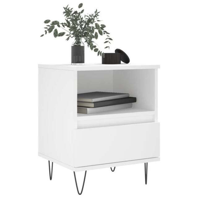 Berkfield Home Modern Bedside Cabinet White 40x35x50 cm Engineered Wood - Size: 40 x 35 x 50 cm - image 1