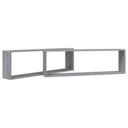 Berkfield Home Wall Cube Shelves 2 pcs Grey Sonoma 100x15x30 cm Engineered Wood - Size: 100 x 15 x 30 cm - thumbnail 4