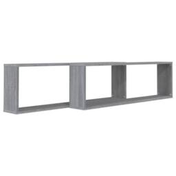 Berkfield Home Wall Cube Shelves 2 pcs Grey Sonoma 100x15x30 cm Engineered Wood - Size: 100 x 15 x 30 cm - thumbnail 1