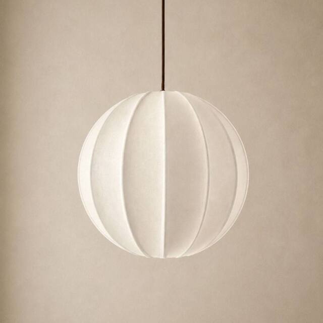 CGC Lighting Anica White Round Globe Stretched Fine Cotton Fabric Lampshade - image 1