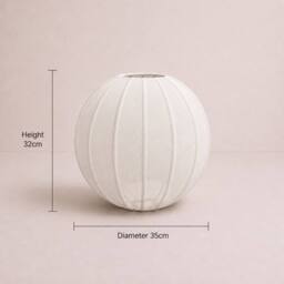 CGC Lighting Anica White Round Globe Stretched Fine Cotton Fabric Lampshade - thumbnail 6