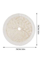 Living and Home Hot Stamping Golden Twig Plush Christmas Tree Skirt in White - thumbnail 6