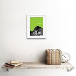"Artery8 Wall Art Print Grassmarket Edinburgh Scotland Scottish Landmark Green Framed Art in White - Size: W7"" x H9""" - thumbnail 2