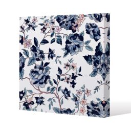 Benjamin Tate Design Blue Flower Illustrations (Canvas Print) / 127 x 127 x 4cm in Natural - Size: 127 x 127 x 4 cm - thumbnail 1