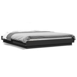 Berkfield Home Bed Frame with LED Lights without Mattress Black 150x200cm - Size: 150x200 cm - thumbnail 2