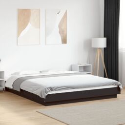 Berkfield Home Bed Frame with LED Lights without Mattress Black 150x200cm - Size: 150x200 cm - thumbnail 1