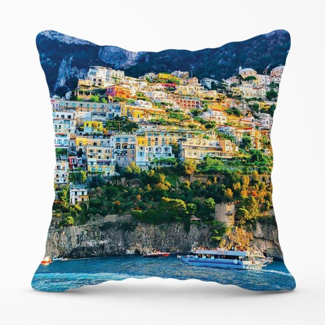 Warren Reed - Designer Positano, Amalfi Coast Outdoor Cushion in Green - Size: 60 cm x 60 cm - image 1