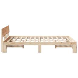 Berkfield Home Bed Frame with Headboard 140x190 cm Solid Pine Wood in Light Oak - thumbnail 6