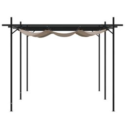 Berkfield Home Pergola with Retractable Roof Taupe 589x292x230 cm in Beige - Size: 589 x 292 x 230 cm - thumbnail 4