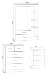 Seconique Nevada 3 Door 2 Drawer Mirrored Wardrobe Bedroom Set in Grey - thumbnail 6