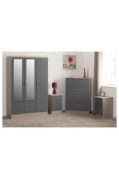 Seconique Nevada 3 Door 2 Drawer Mirrored Wardrobe Bedroom Set in Grey - thumbnail 1