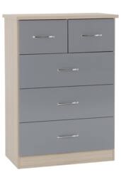 Seconique Nevada 3 Door 2 Drawer Mirrored Wardrobe Bedroom Set in Grey - thumbnail 3