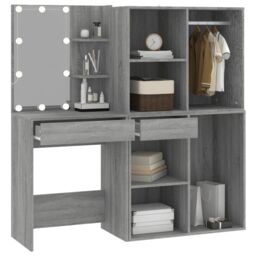 Berkfield Home LED Dressing Table with Cabinets Grey Sonoma Engineered Wood - thumbnail 5
