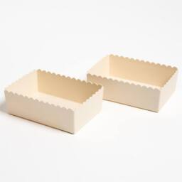 OHS 2 x Scallop Edge Organiser PP Plastic Box Tub Storage Bin Container in Cream - thumbnail 3