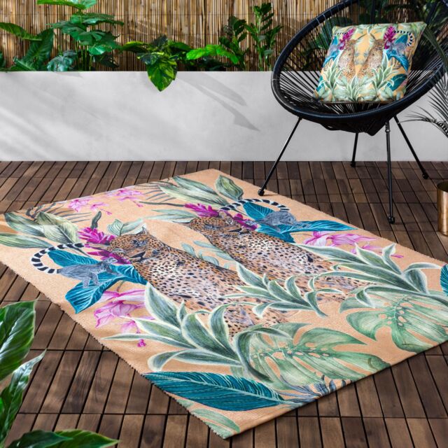 Wylder Tropics Kali Leopards Outdoor/Indoor Washable Rug in Gold - Size: 120 cm x 170 cm - image 1